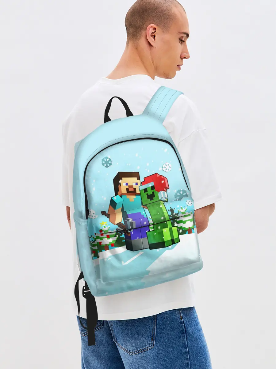Рюкзак джинсовый / MINECRAFT НОВОГОДНИЙ