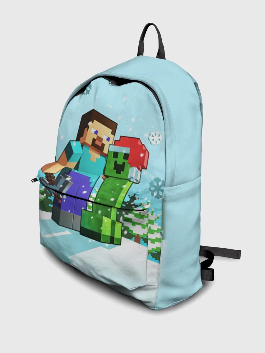 Рюкзак джинсовый / MINECRAFT НОВОГОДНИЙ