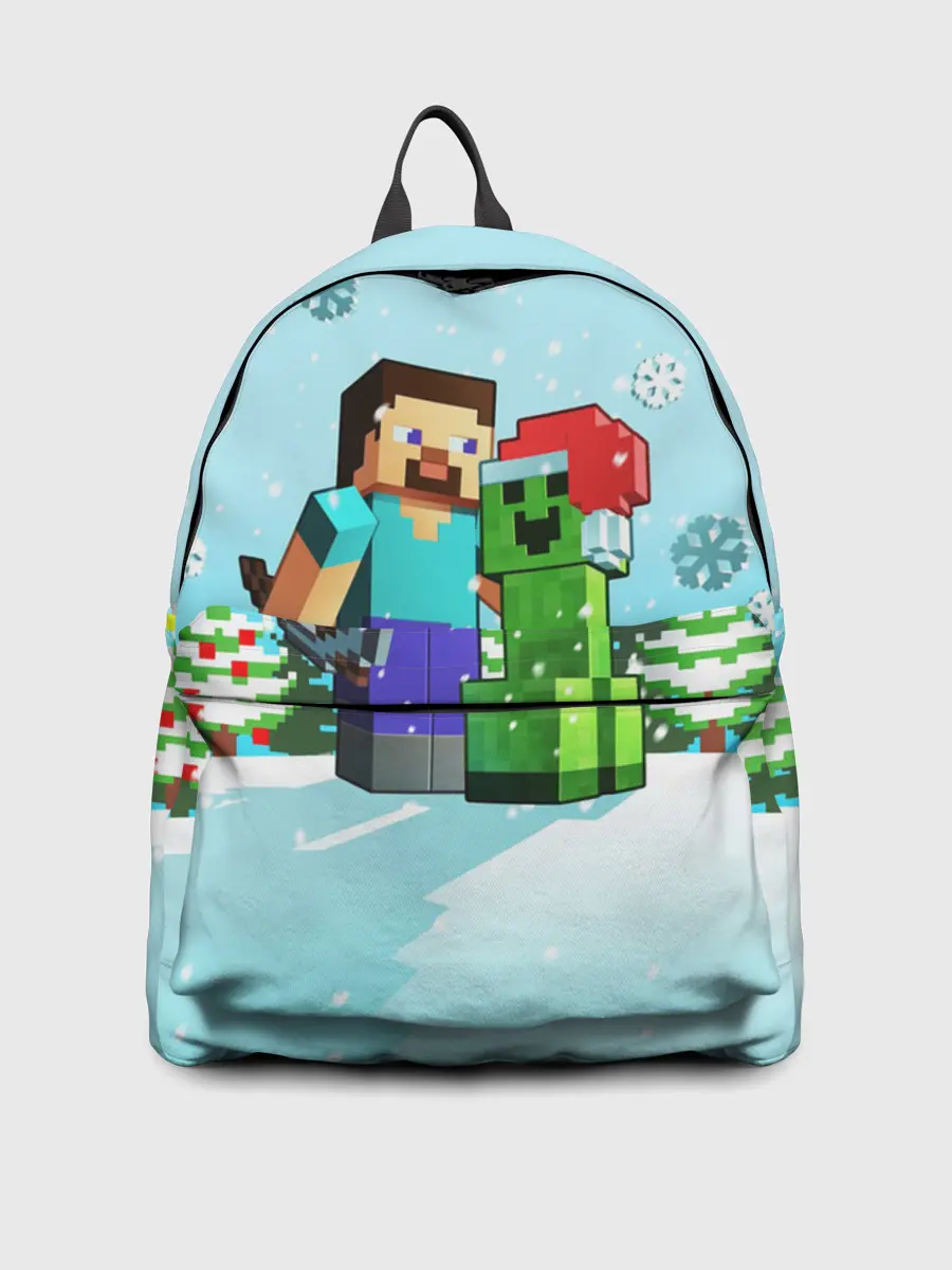 Рюкзак джинсовый / MINECRAFT НОВОГОДНИЙ