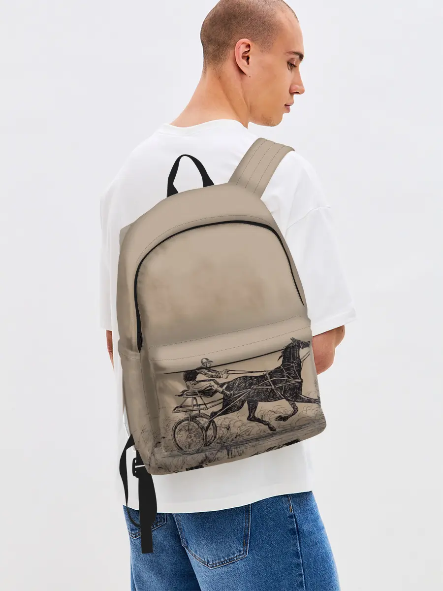 Рюкзак джинсовый / лошадь с колесницей