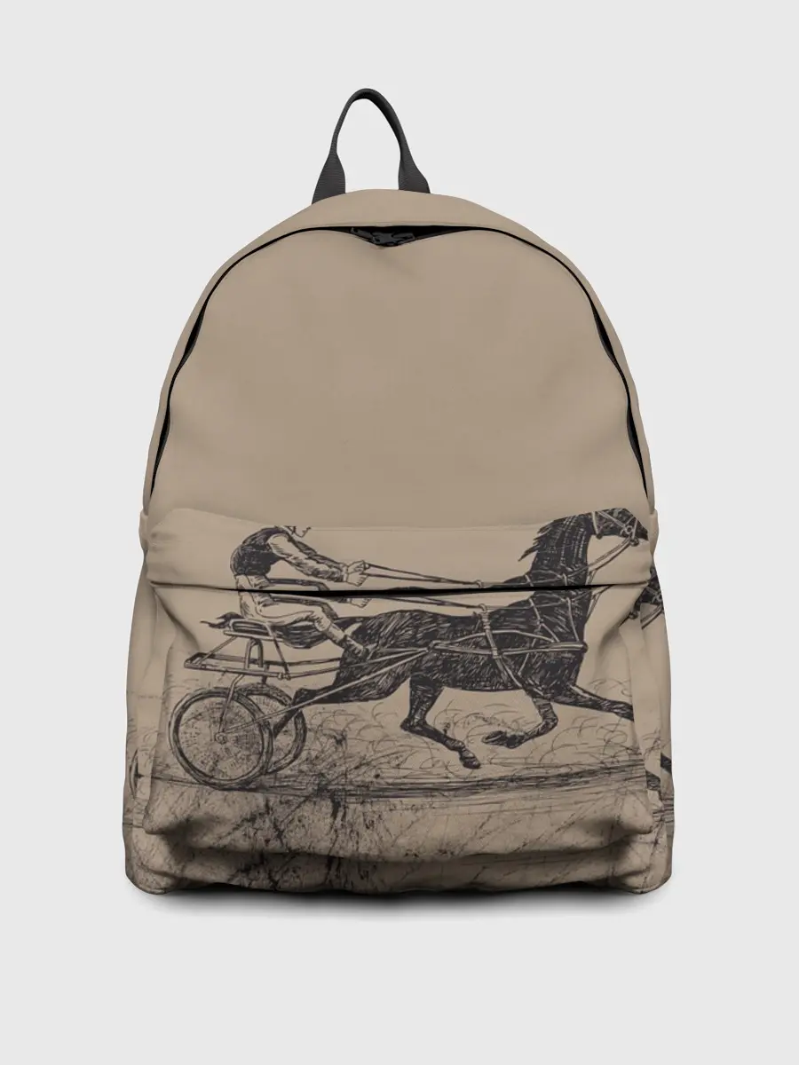 Рюкзак джинсовый / лошадь с колесницей