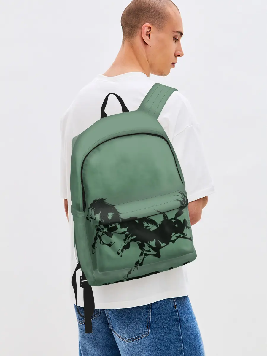 Рюкзак джинсовый / черные кони