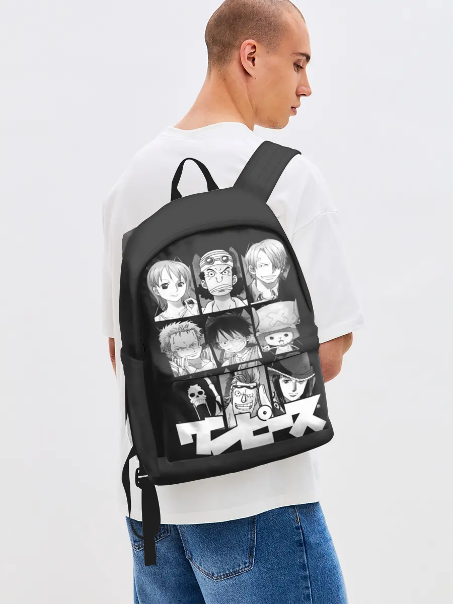 Рюкзак джинсовый / иероглифы One Piece