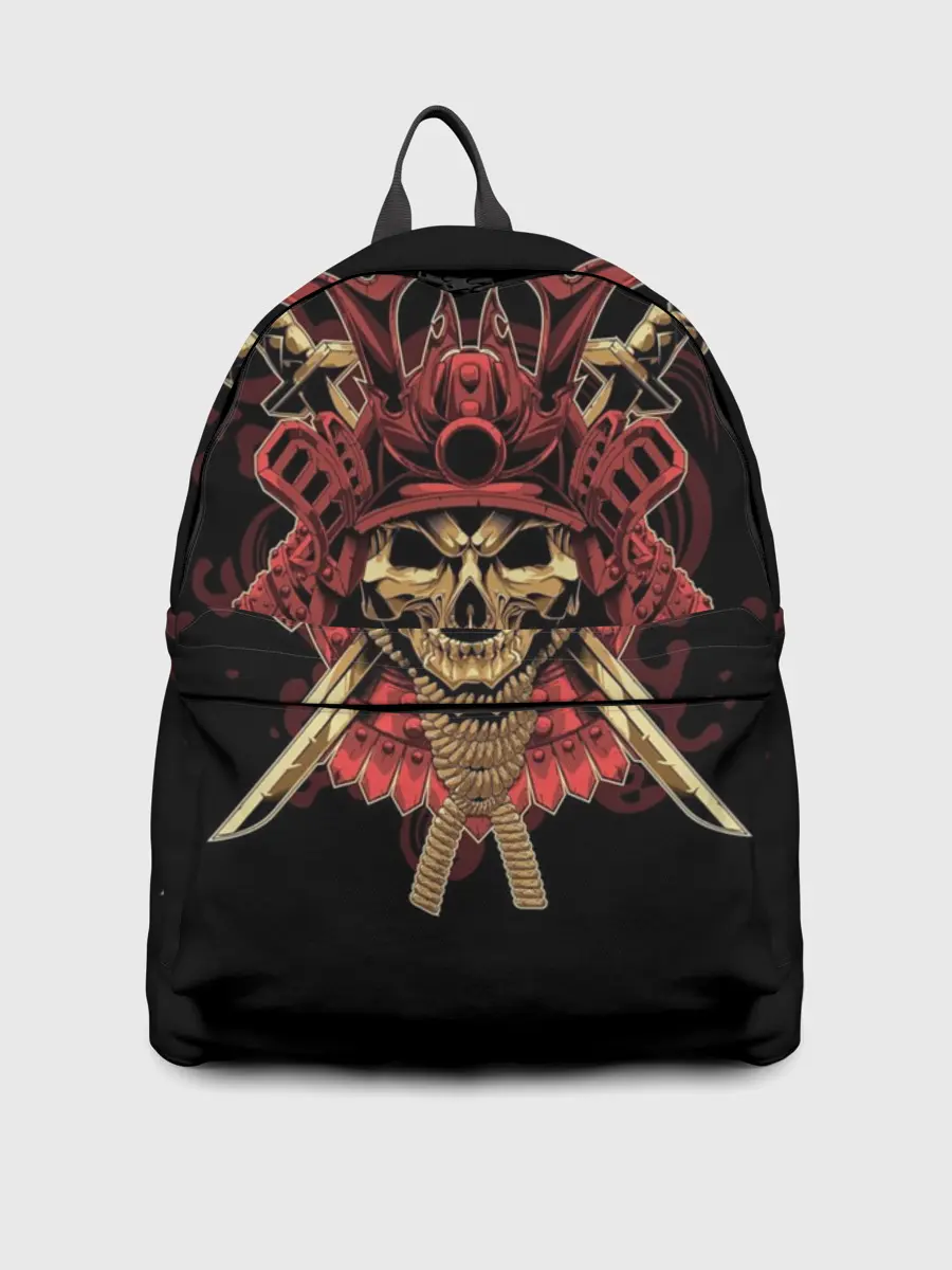 Рюкзак джинсовый / Череп Самурая