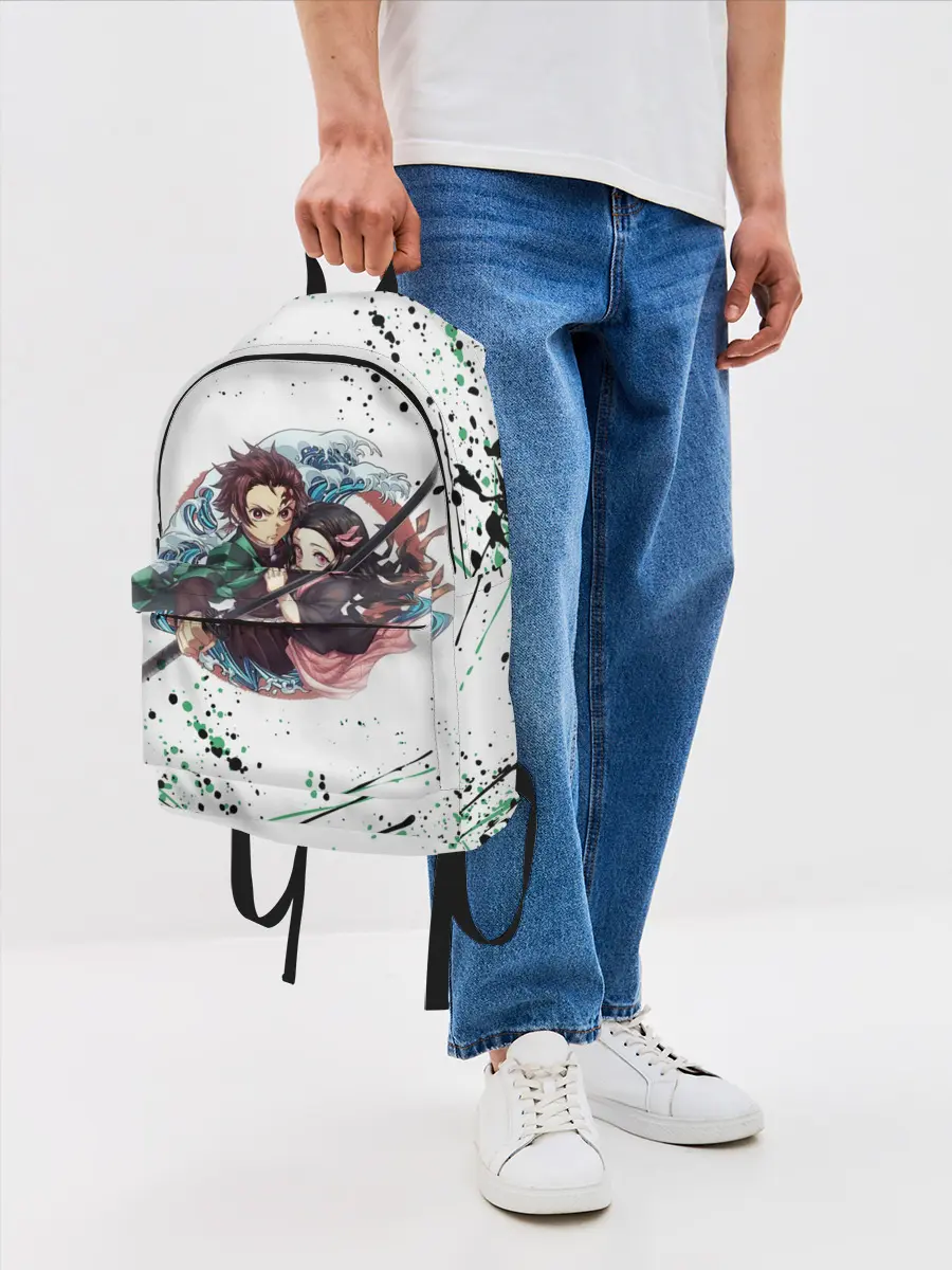 Рюкзак джинсовый / Брызги красок Demon Slayer
