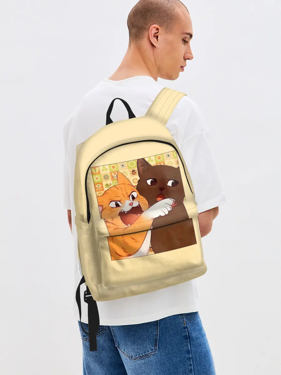 Рюкзак джинсовый / Woman yelling at Cat meme