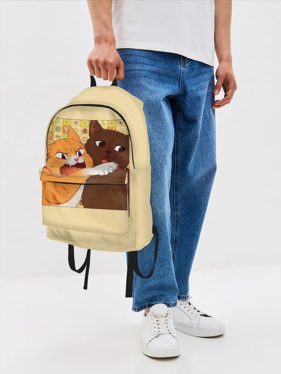 Рюкзак джинсовый / Woman yelling at Cat meme