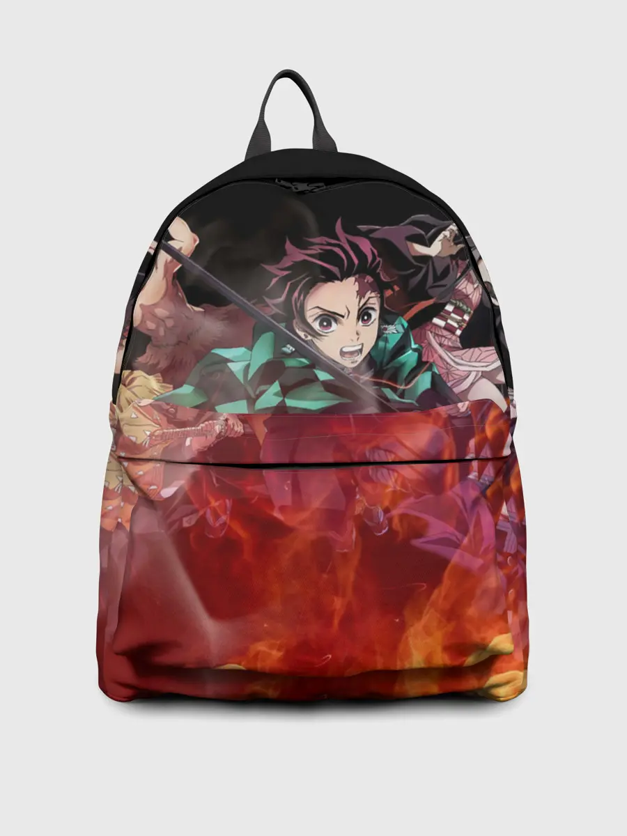 Рюкзак джинсовый / Kimetsu no Yaiba в пламени