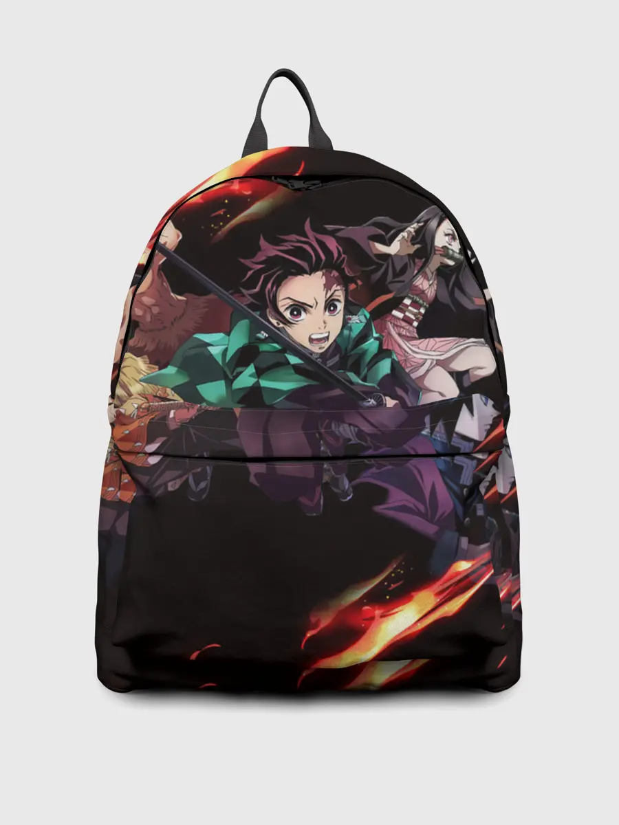 Рюкзак джинсовый / Kimetsu no Yaiba пламенный узор
