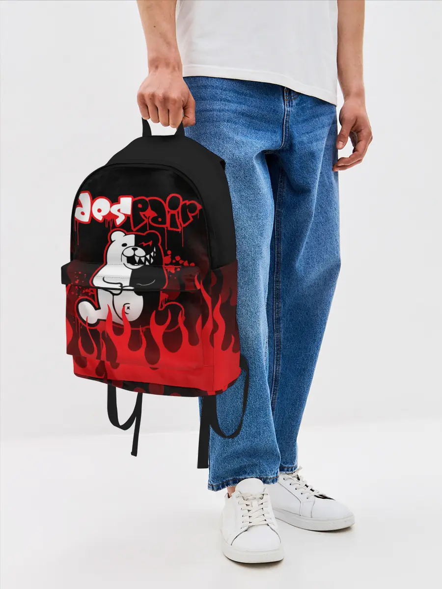 Рюкзак джинсовый / Монокума despair горит