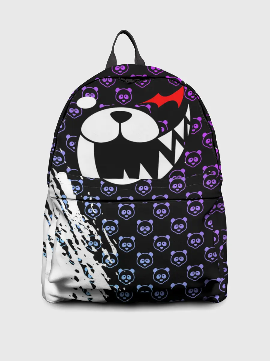 Рюкзак джинсовый / Монокума на фиолетовом паттерне