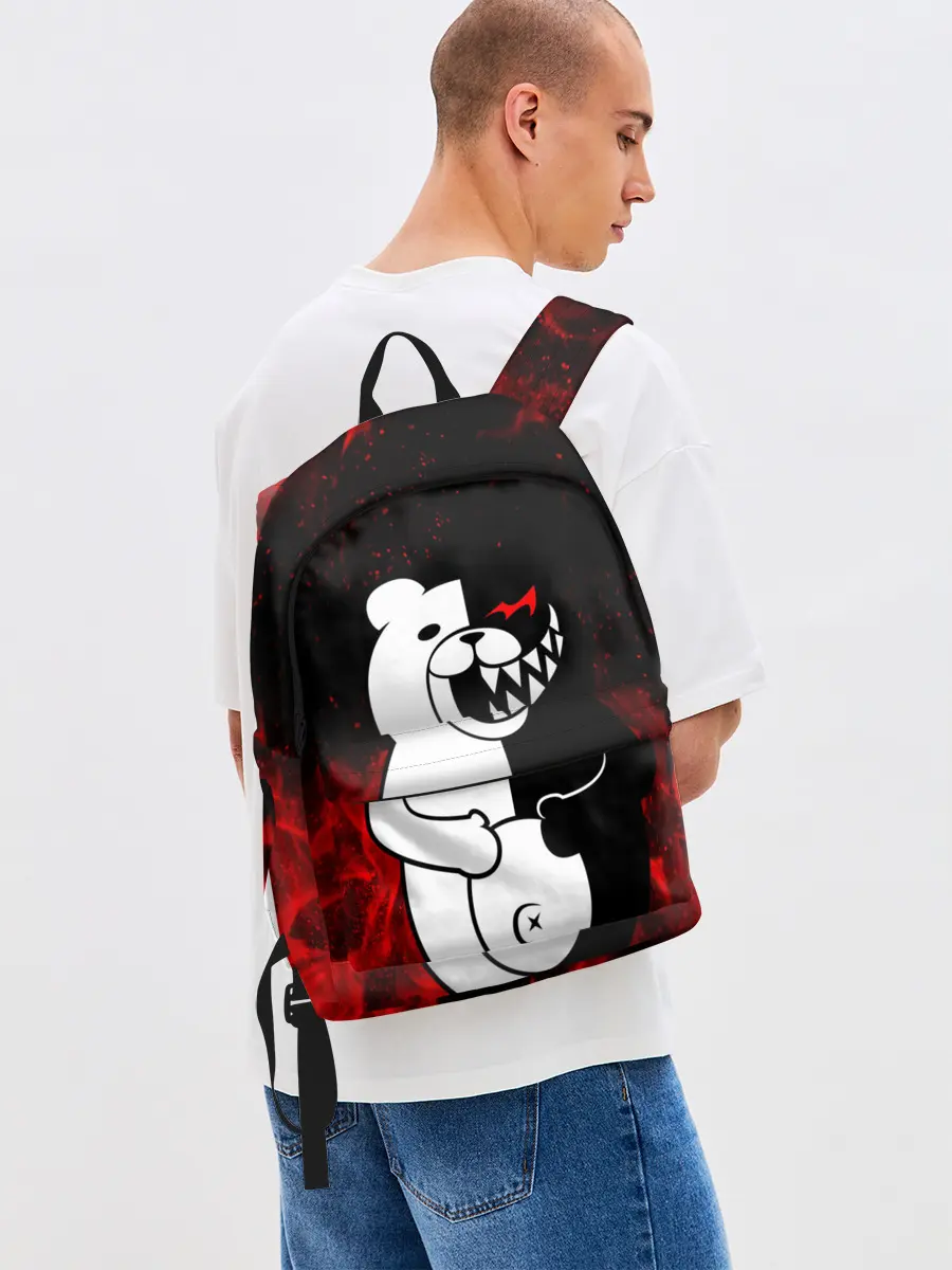 Рюкзак джинсовый / MONOKUMA В ПЛАМЕНИ / МОНОКУМА