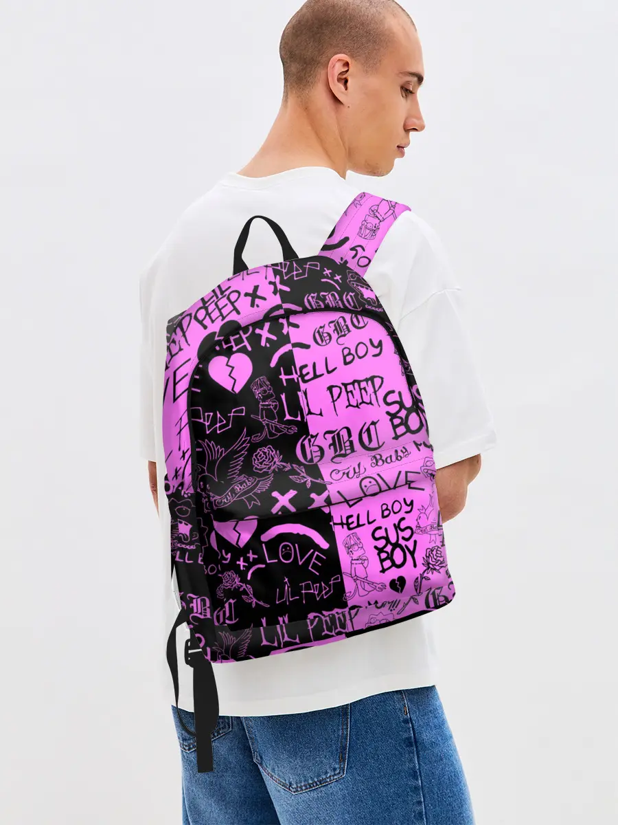 Рюкзак джинсовый / LIL PEEP LOGOBOMBING BLACK PINK