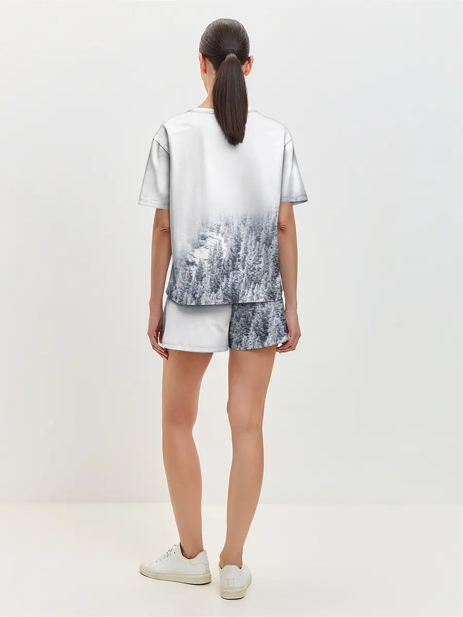 Женская пижама с шортами / зимний лес