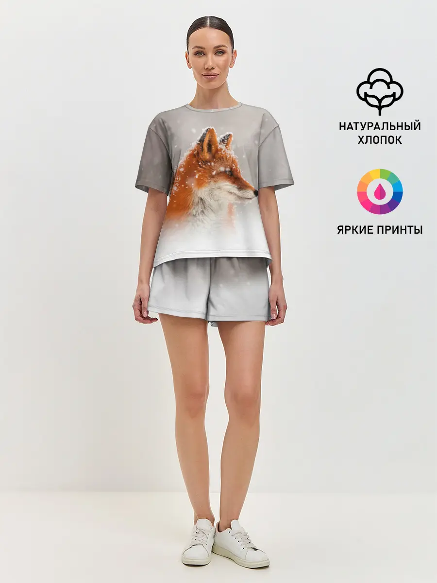 Женская пижама с шортами / Лиса и снег
