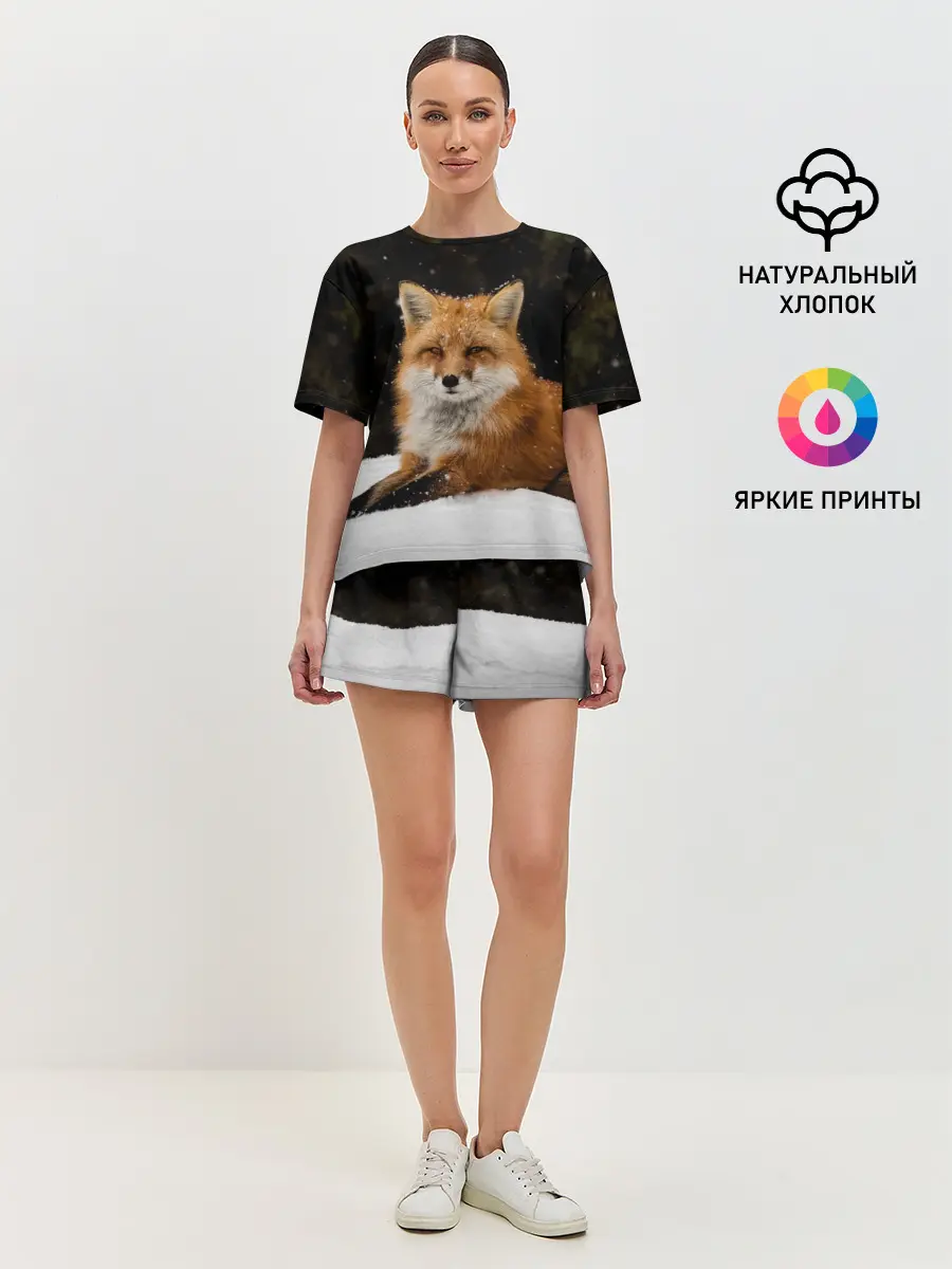 Женская пижама с шортами / Лиса и снег