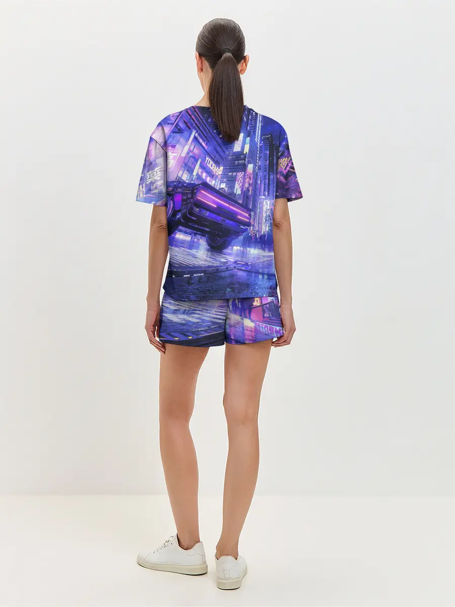 Женская пижама с шортами / Cyberpunk city