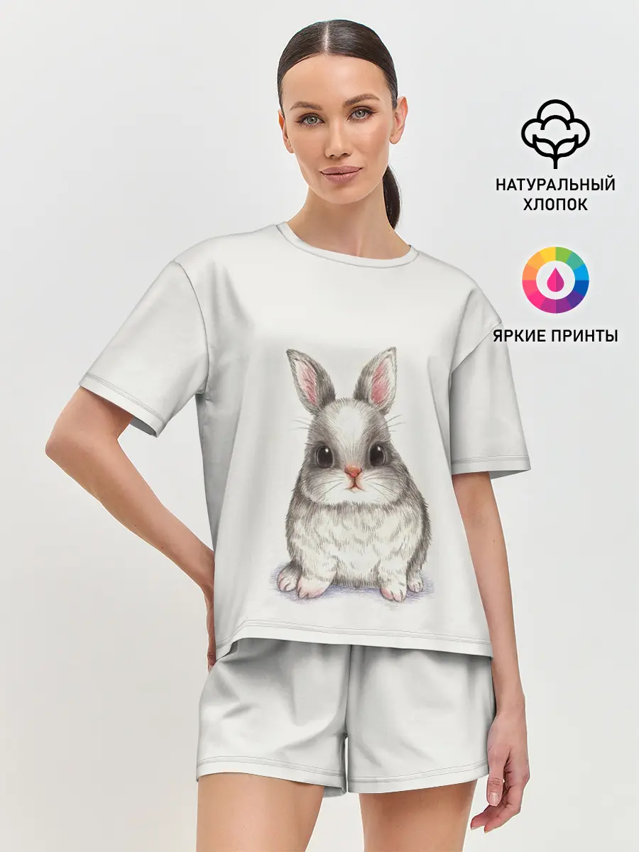 Женская пижама с шортами / зайка