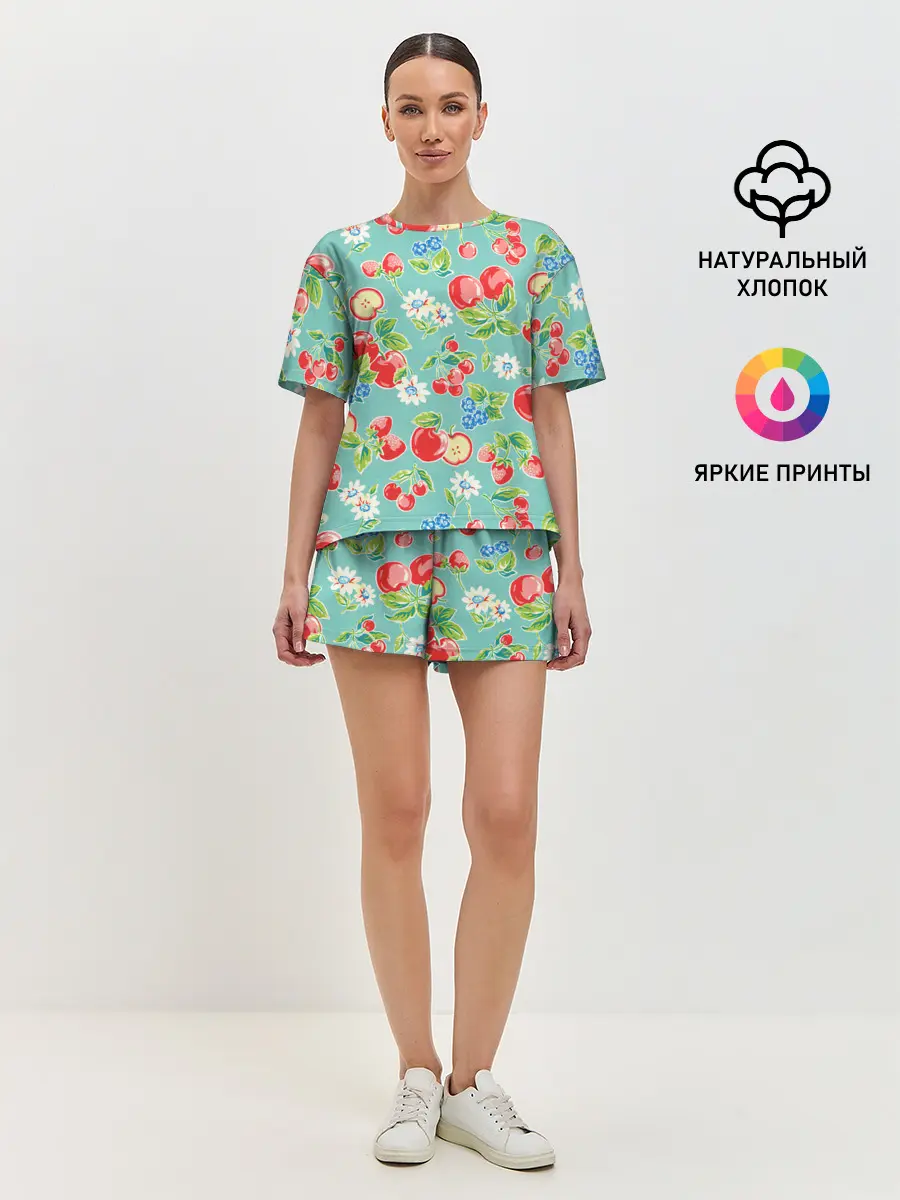 Женская пижама с шортами / Яркое лето