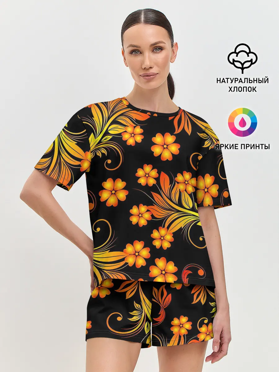 Женская пижама с шортами / Хохлома