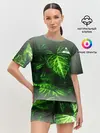 Женская пижама с шортами / Листья зеленые CODE ERROR 404