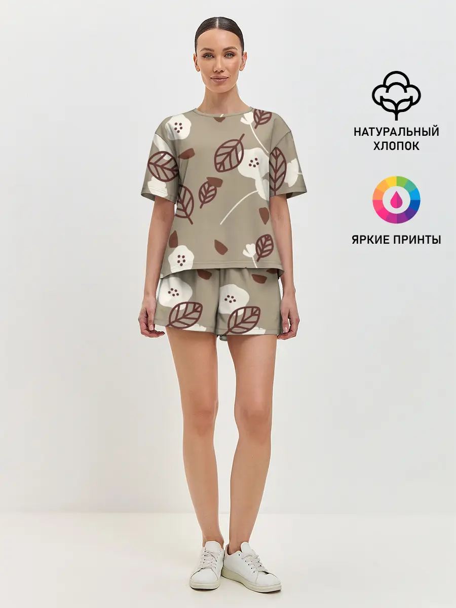 Женская пижама с шортами / Цветочный принт
