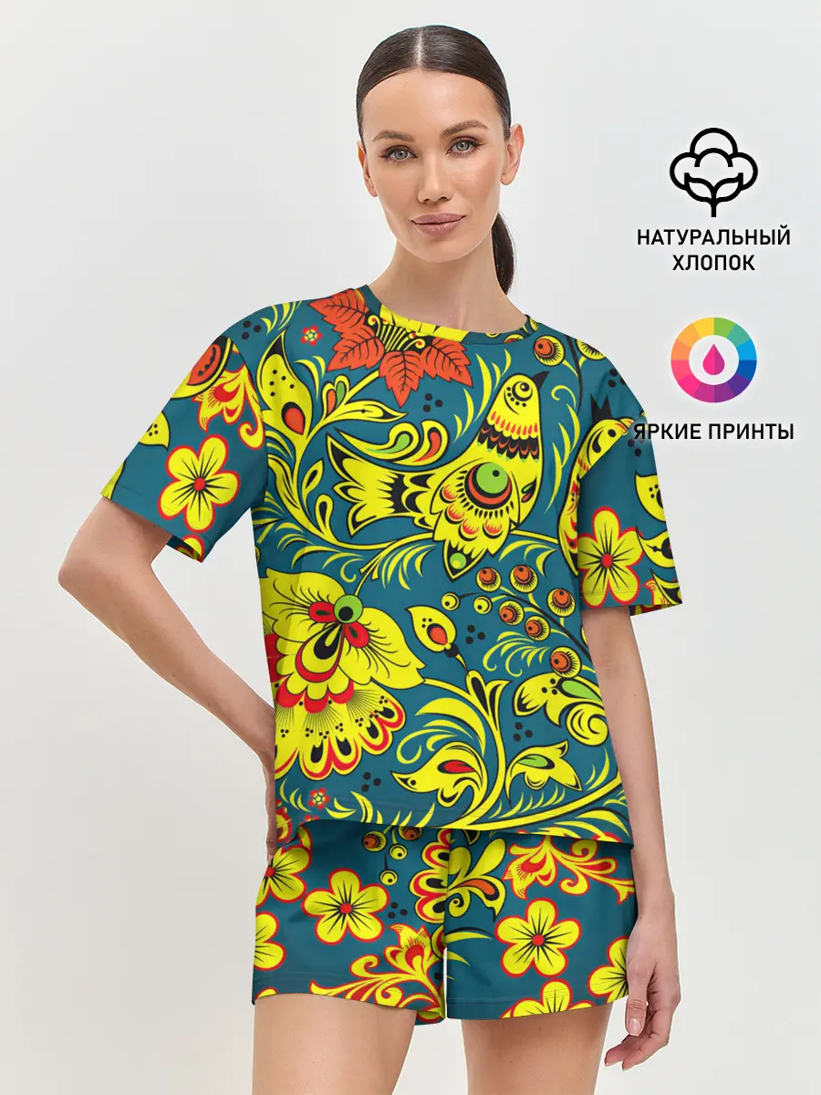 Женская пижама с шортами / Хохлома