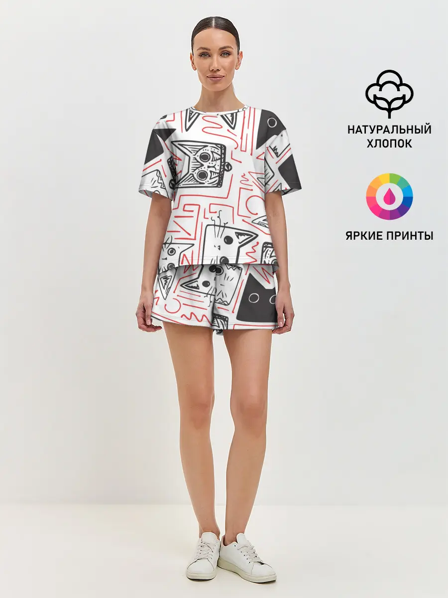 Женская пижама с шортами / Cats