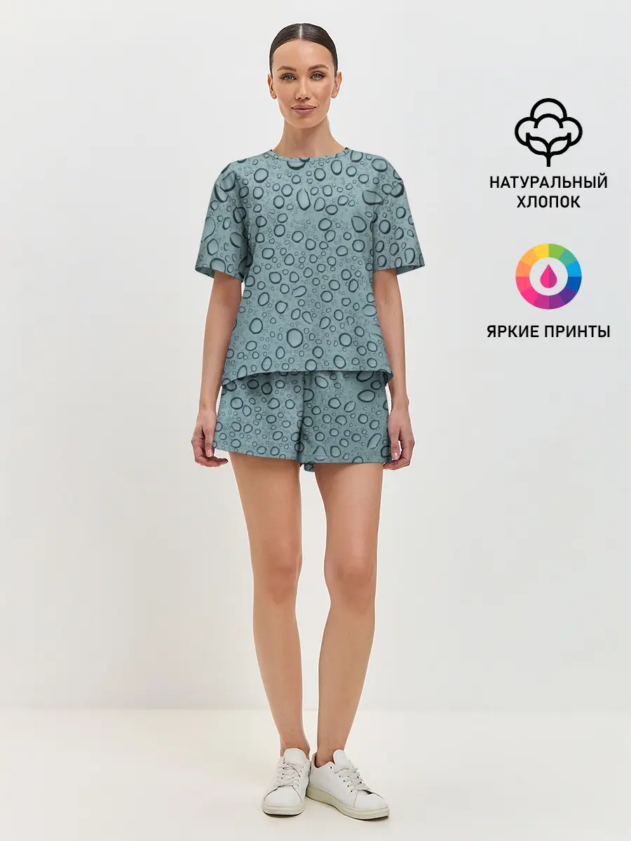 Женская пижама с шортами / Капли.