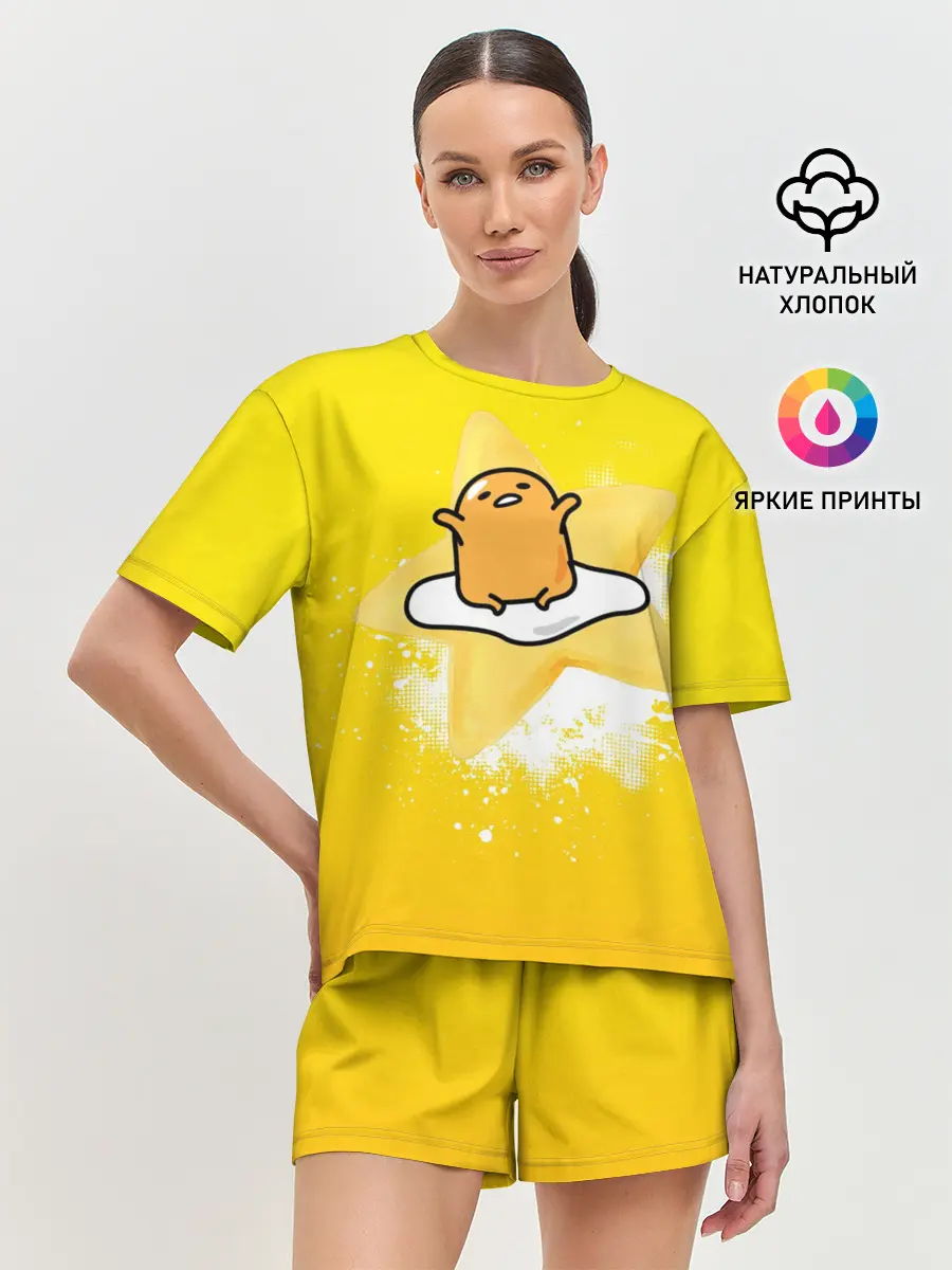 Женская пижама с шортами / желток аниме