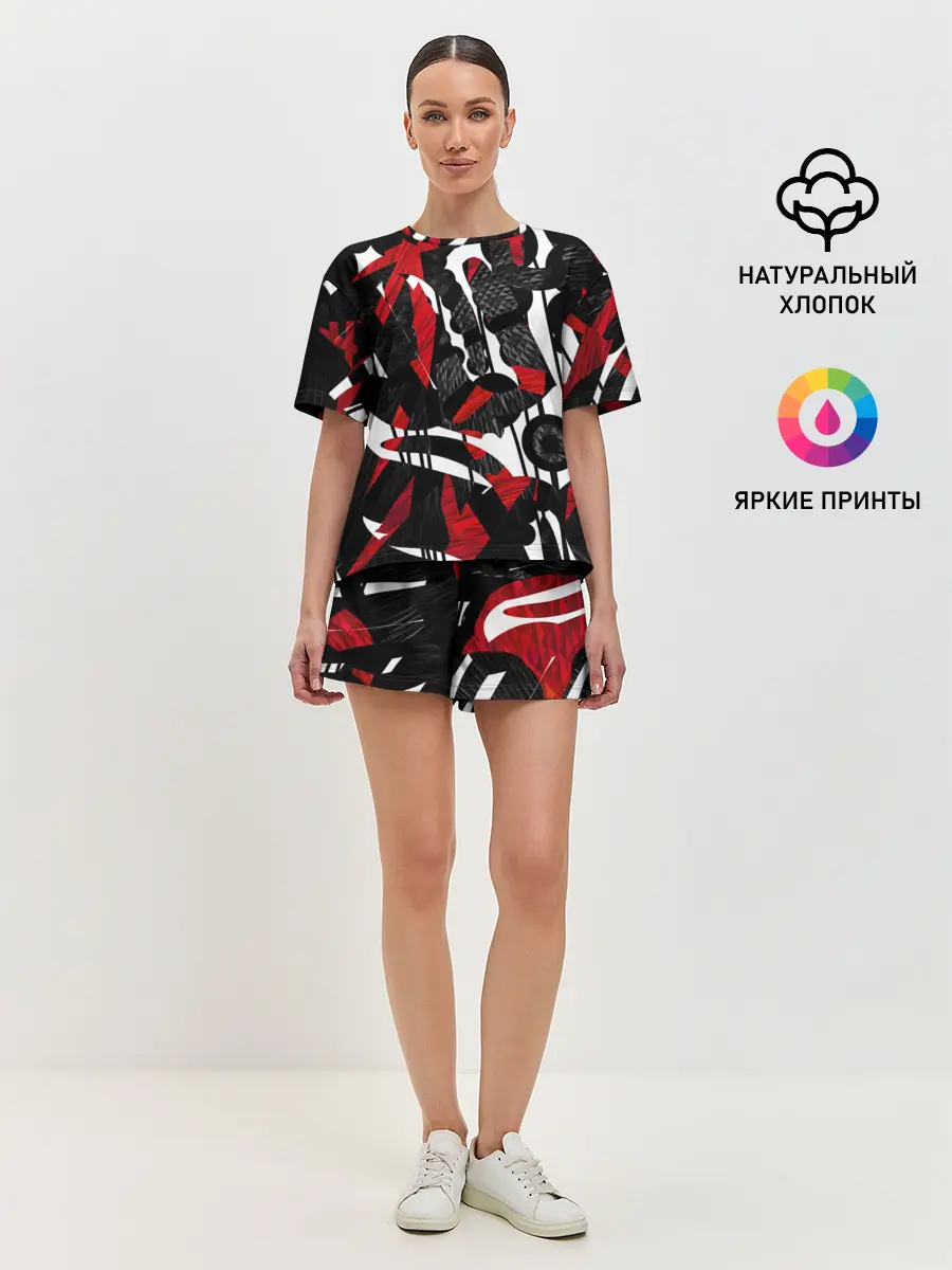 Женская пижама с шортами / Abstract art