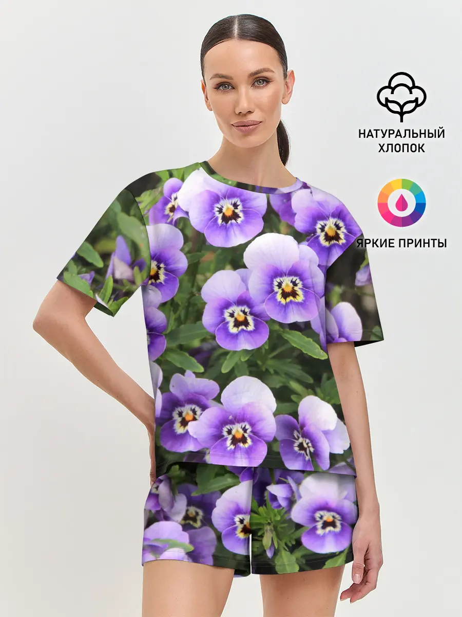 Женская пижама с шортами / Анютины глазки