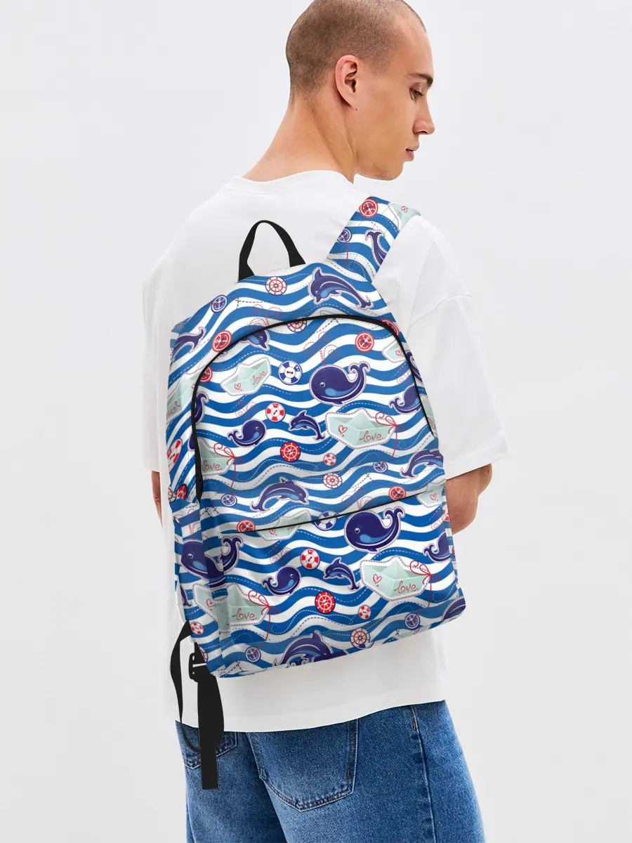 Рюкзак джинсовый / Киты и дельфины