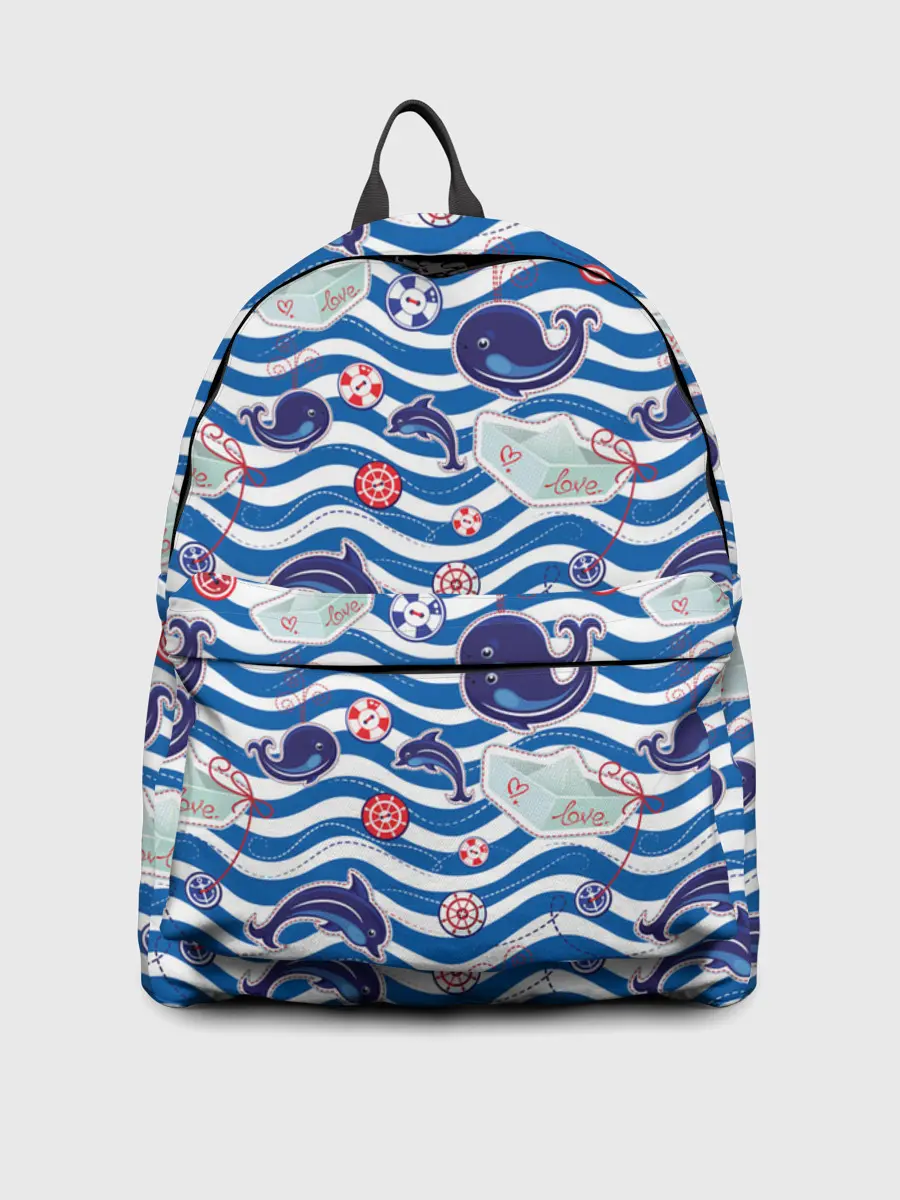 Рюкзак джинсовый / Киты и дельфины