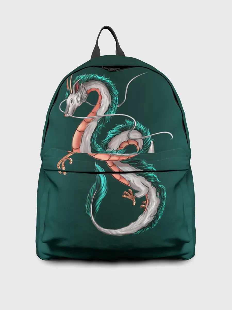 Рюкзак джинсовый / Дракон Хаку зеленый градиент