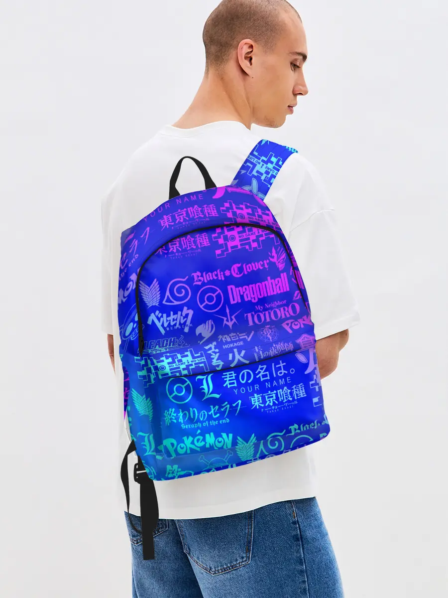 Рюкзак джинсовый / ЛОГО АНИМЕ МУЛЬТФИЛЬМОВ