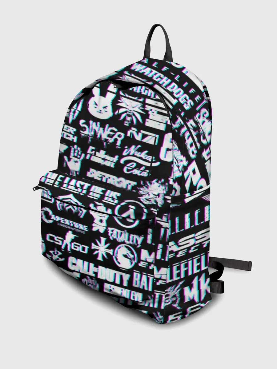 Рюкзак джинсовый / ЛОГОТИПЫ ИГР GLITCH | ГЛИТЧ