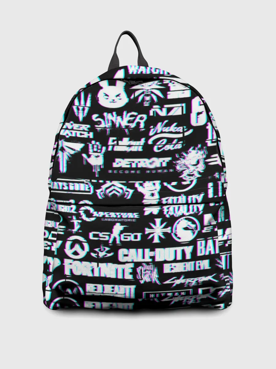 Рюкзак джинсовый / ЛОГОТИПЫ ИГР GLITCH | ГЛИТЧ