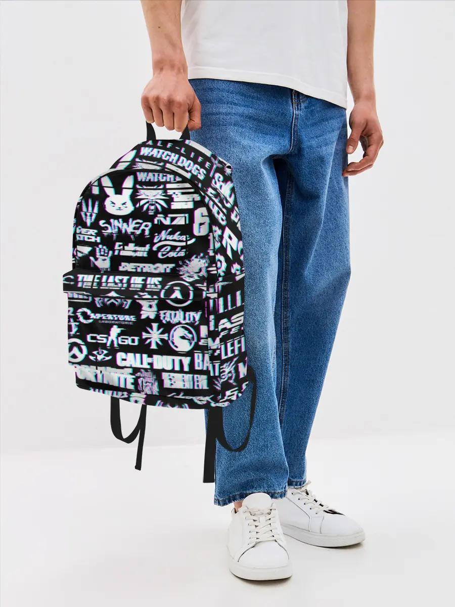 Рюкзак джинсовый / ЛОГОТИПЫ ИГР GLITCH | ГЛИТЧ