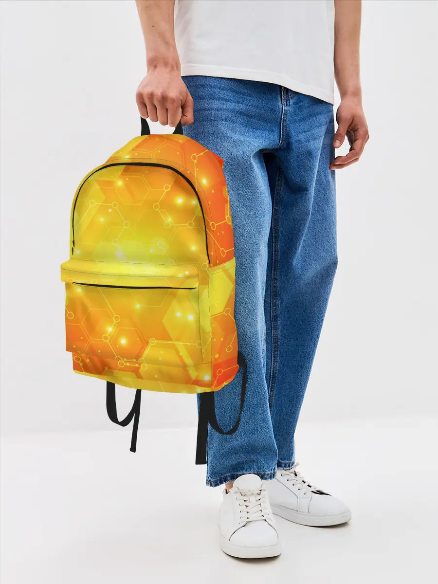 Рюкзак джинсовый / ОРАНЖЕВЫЕ СОТЫ