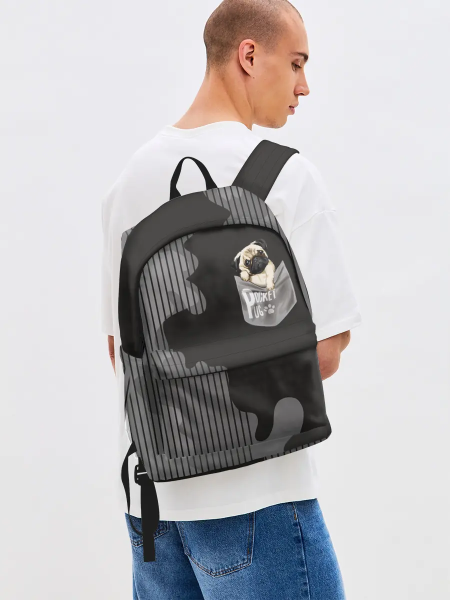 Рюкзак джинсовый / Мопс в кармане