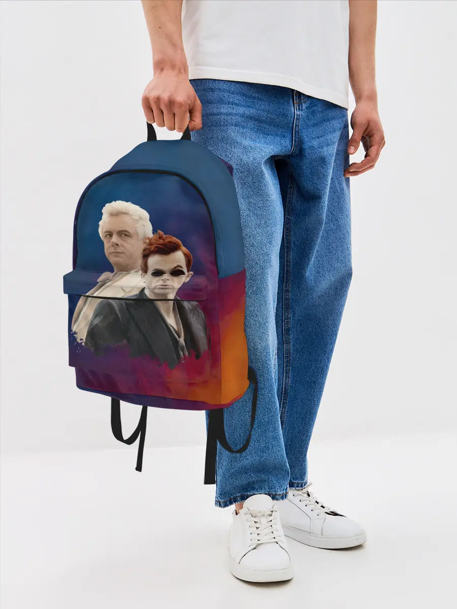 Рюкзак джинсовый / Кроули и Азирафель