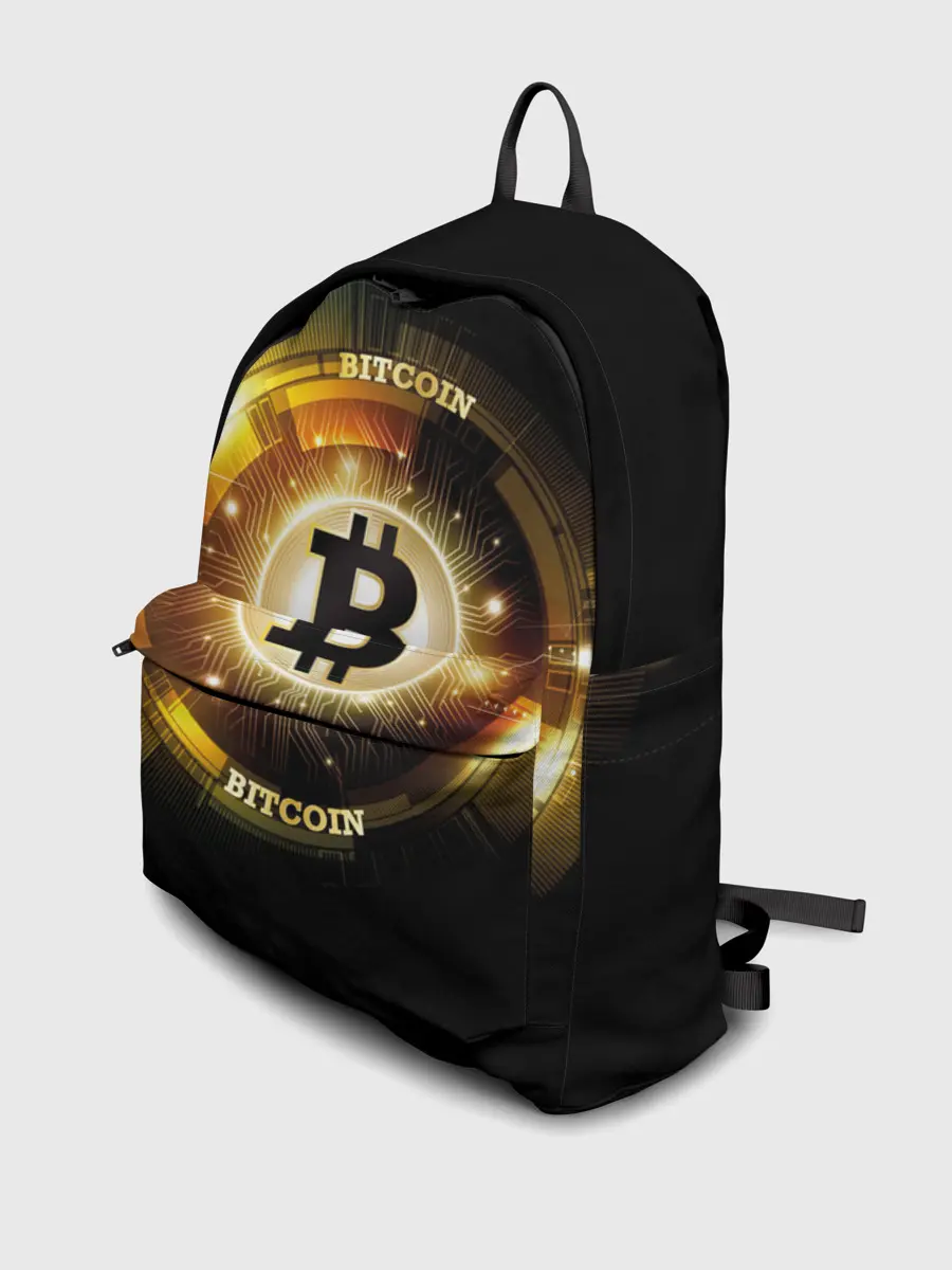 Рюкзак джинсовый / Золотой биткоин