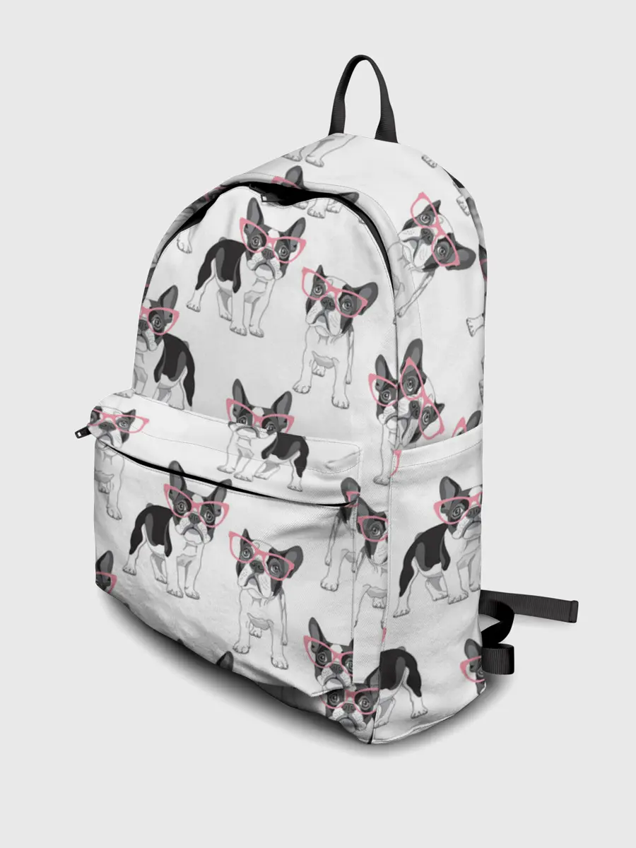 Рюкзак джинсовый / Французские бульдоги в очках