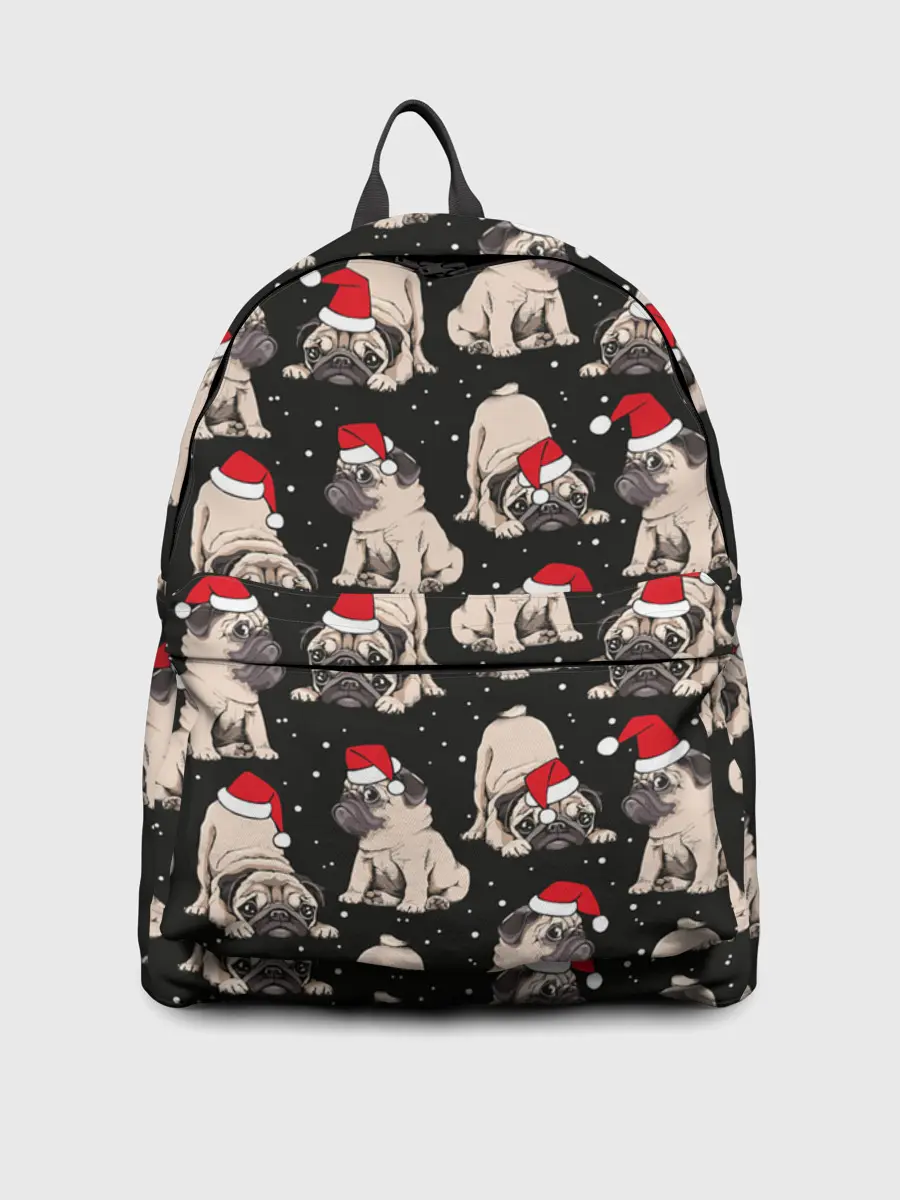 Рюкзак джинсовый / Новогодние мопсы