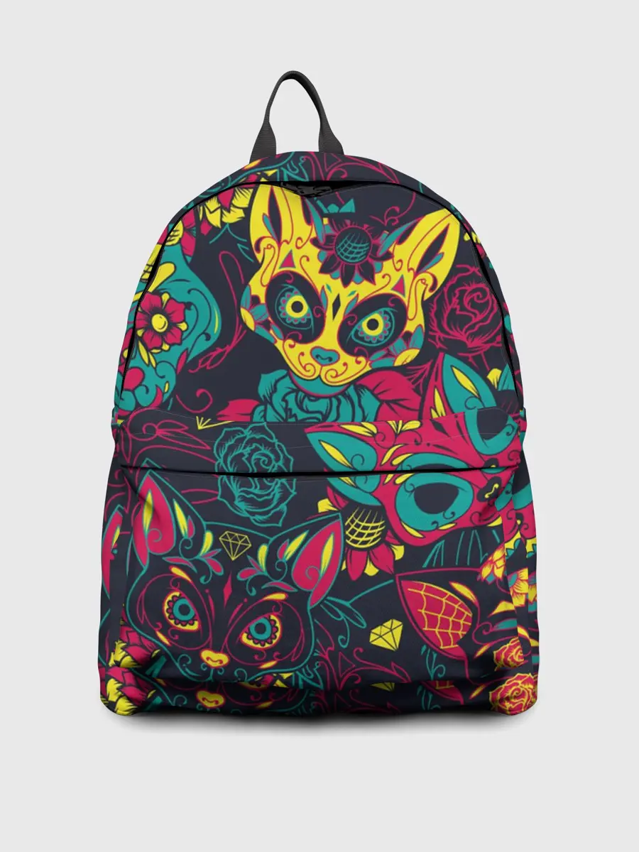 Рюкзак джинсовый / Кошачий День Мёртвых