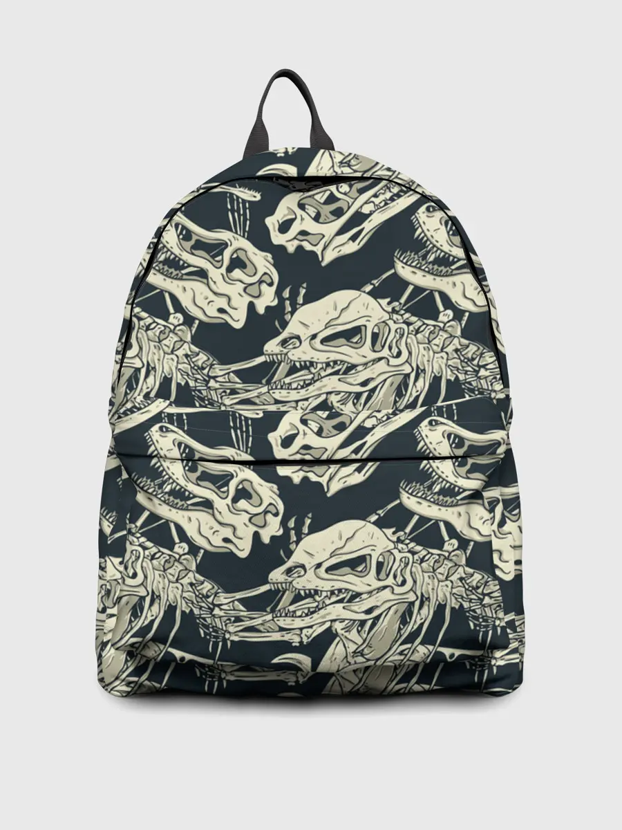 Рюкзак джинсовый / Черепа динозавров
