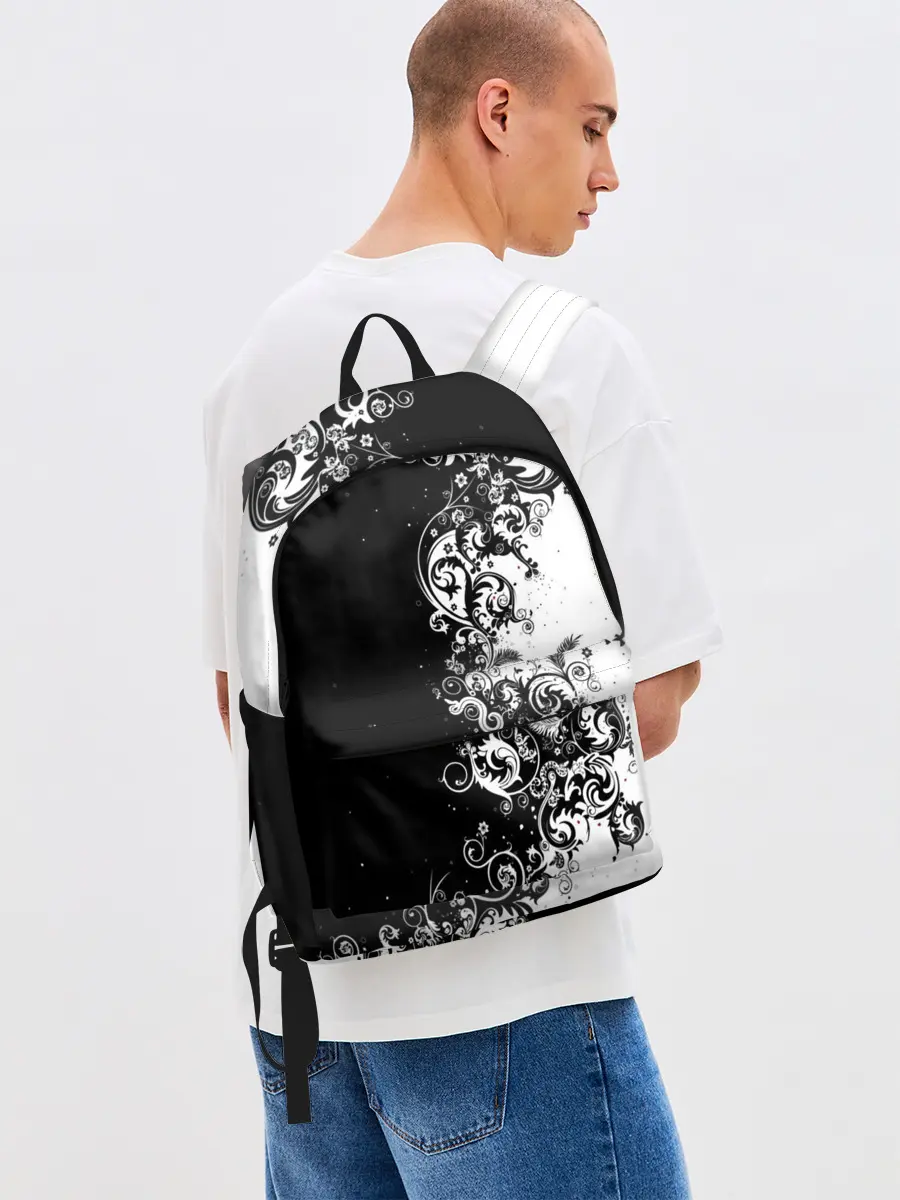 Рюкзак джинсовый / Черно-белый узор.