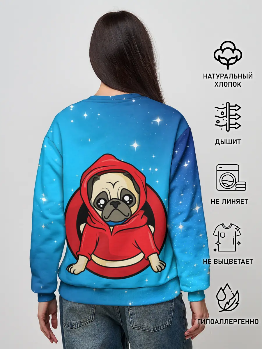 Женский свитшот / Мопс в толстовке