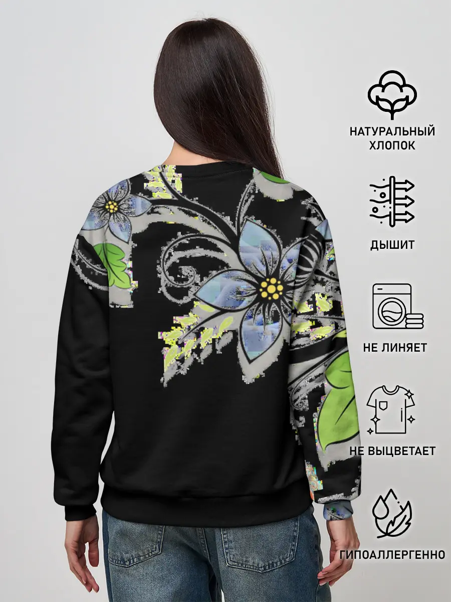 Женский свитшот / Цветочная композиция с бабочками